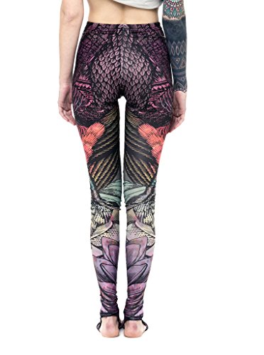 Leggings Estampados Wingorama - Leggins etnicos de Cintura Alta con alas de Colores, Ropa Alternativa de Mujer - Talla M