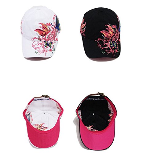 Leisial Gorra de Béisbol de Señora del Verano Patrón de Bordado de Mariposa Sombrero de Sol de Hip Hop Aire Libre Gorro Visor para Mujeres Chicas