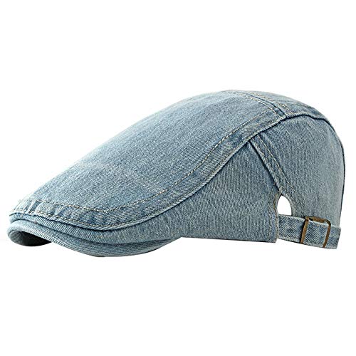 Leisial Sombrero de Boina Vaquera Gorra con Visera Casquillo Vintage Sencilla Ocio al Aire Libre Sombrero del Sol Protector Solar para Unisex-Adult,Azul Claro