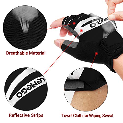 LEMEGO Guantes Bicicleta Montaña Verano Guantes de Ciclismo Hombre Mujer Medio Dedo para MTB Bicicleta de Carretera Moto Bici Gym Fitness Acolchado Antideslizante Transpirable Reflectante