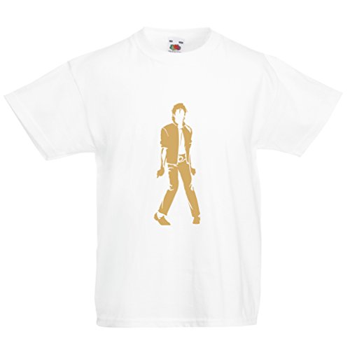 lepni.me Camiseta para Niño/Niña Me Encanta M J - Rey del Pop, 80s, 90s Músicamente Camisa, Ropa de Fiesta (1-2 Years Blanco Oro)