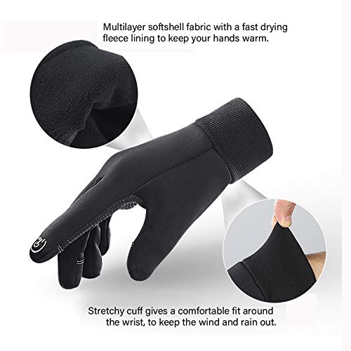 LERWAY Guantes Cálidos de Invierno,Pantalla Táctil a Prueba de Viento Guantes Deportivos para Hombres y Mujeres, Guantes Antideslizantes para Correr, Conducir, Ciclismo, Escalar (L)