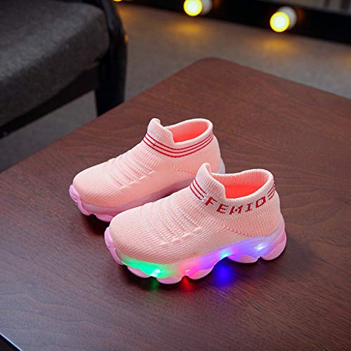 Letras De NiñOs Y NiñAs Volando Malla Tejida Transpirable Zapatillas De Deporte Luminosas Led Zapatos Brillantes Calcetines Zapatos Zapatos para Correr Botas Desnudas Zapatos De OtoñO E Invierno