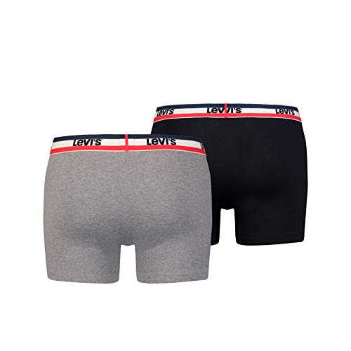 Levi's LEVIS MEN SPRTSWR LOGO BOXER BRIEF 2P, Multicolor (Black/Grey Melange 004), L (Pack de 2) para Hombre