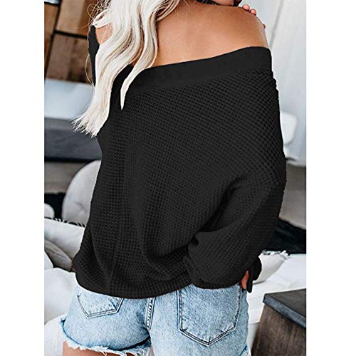 LIEBE721 Women Sweater Otoño de la Mujer de Invierno Suelta Mangas largas con Cuello en V Jersey Tops Blusa