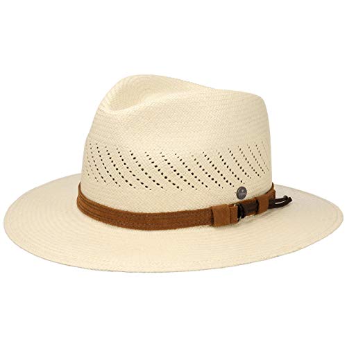 Lierys Sombrero Panamá Air Mujer/Hombre - Made in Ecuador Traveller de Paja Hombre con Banda Piel, Piel Primavera/Verano - M (57-58 cm) Natural