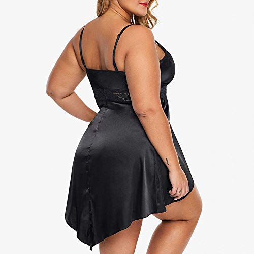 Ligas Y Ligueros para Mujer Conjuntos De Lencería para Mujer Vestido De Noche De Satén De Seda Mujer Empalme De Encaje Cuello En V Profundo Camisón Ropa De Dormir Babydoll Camisón Ropa De Ca