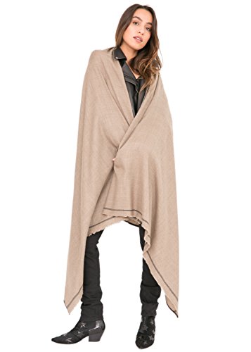 likemary Shoreditch Bufanda Pashmina Mantón Mujer de Lana Merina - Chal Fular Extra Grande para Invierno - 100% Lana Merina Pura Tejida a Mano - Regalo para Mujer Comercio Justo Marrón T