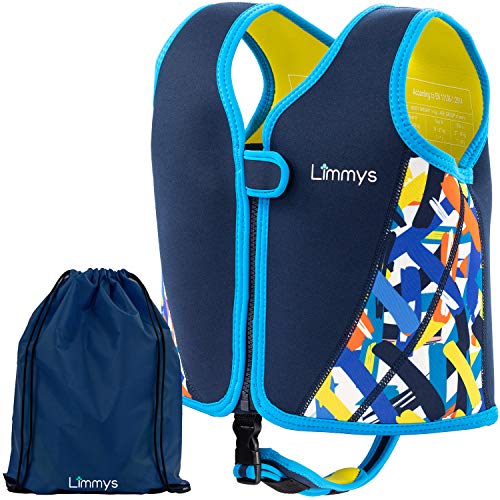 Limmys Chaleco de Natación de Neopreno de la Marca Premium para Niños, Flotador para el Aprendizaje de la Natación Ideal para Niños, Incluye una Bolsa con Cordón Extra (Small)