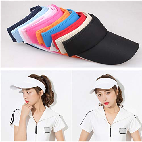 LIOOBO Unisex Hombres Mujeres Verano Ajustable Visera para el Sol Tenis Sombrero de Golf Gorra Exterior Topless para Deportes Playa Vacaciones Senderismo Golf (Negro)