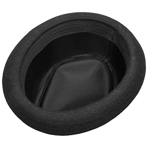 Lipodo Diamond Crown Pork Pie Sombrero de Fieltro Mujer/Hombre - con Lana - Sombrero Moderno de Invierno - Otoño/Invierno - Porkpie con Forro Interior - Fedora Negro M (56-57 cm)