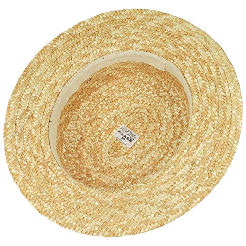 Lipodo Sombrero de Paja Canotier Mujer/Hombre - Made in Italy Verano Marinero Sombreros con Banda Grosgrain Primavera/Verano - 59 cm Natural