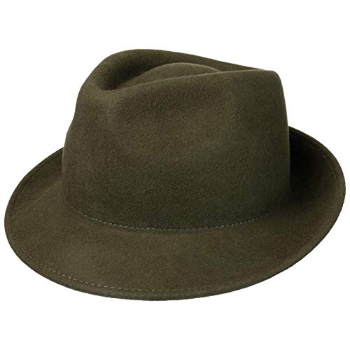 Lipodo Trilby Sombrero de Fieltro para Mujer/Hombre - Sombrero de Hombre Fabricado en Italia - Sombrero de Italiana para otoño/Invierno - Verde Oliva L (58-59 cm)