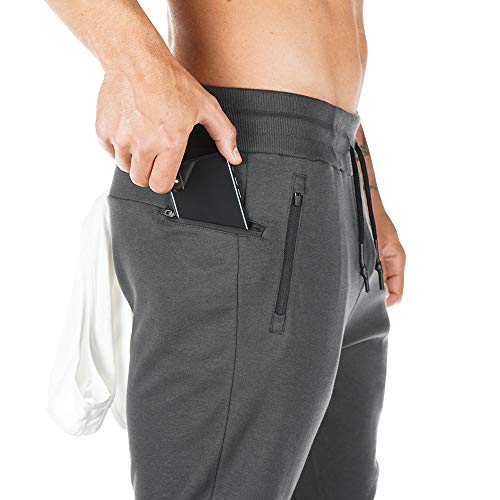 Litthing Pantalones Deportivos para Hombre Pantalones Jogger Deportivo Entrenamiento Fitness Pantalones Casual Deporte Slim Fit Cintura Elástica Ajustable (Gris Oscuro, L)