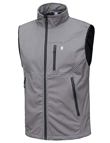 Little Donkey Andy Chaleco ligero Softshell para hombre, resistente al viento, sin mangas, para viajes, senderismo, correr, golf, gris, L