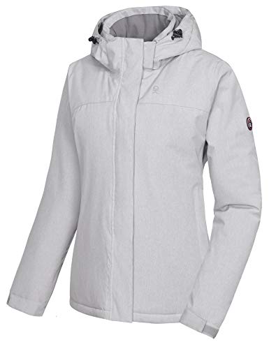 Little Donkey Andy Chaqueta de esquí impermeable para mujer con capucha desmontable - Womens Winter Ski Jacket with Hood, Moderno/ajustado, M, Gris claro