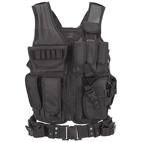 Lixada Chaleco Táctico Multifuncional Respirable Desmontaje Rápido Equipo de Entrenamiento para CS Field Protections Vest