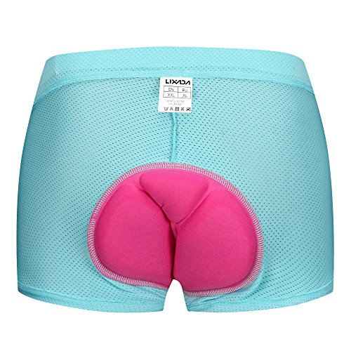 Lixada Ciclismo Ropa Interior Pantalones Cortos Deportivos de Las Mujeres Gel 3D Acolchada para Ciclismo al Aire Libre (Azul, XXL(CN)=XL(EU))