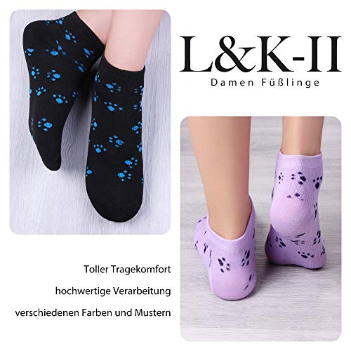 L&K-II Pack de 12 Calcetines para mujer Sneaker Cortos de algodón unisex 92279 39-42