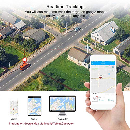 Localizador GPS para Coche, App/Sitio Web posición en Tiempo Real Antirrobo rastreador GPS para Vehículos Fuerte imán y 5000mAh Recarga GPS Tracker con Gratis App para Smartphone TK905