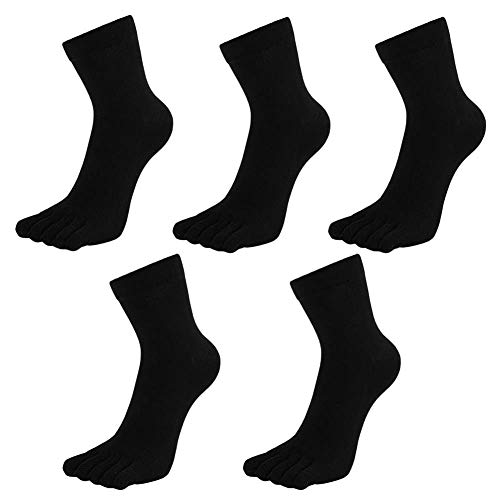 LOFIR Calcetines con Dedos Separados para Hombre Calcetines 5 Dedos, Calcetines de Algodón de Deporte para Niños, Talla 45-48, 5 pares