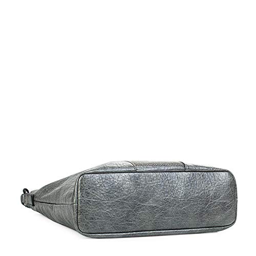 Lois - Bolso de Mujer Grande al Hombro Tipo Hobo. Asa Grande y Bandolera. Cuero PU y Remaches. para Diario Paseo Compras Viaje. Bueno y Bonito. Moda Marca y Calidad. 94770, Color Gris