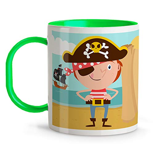 LolaPix Taza de plástico Infantil niños y niñas Vuelta al Cole Personalizada con Nombre. Varios Diseños a Elegir. Piratas