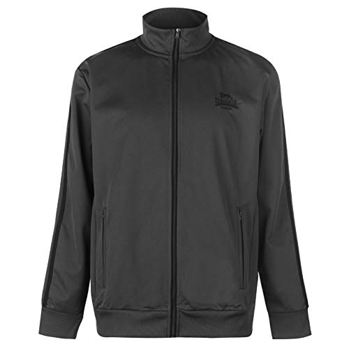 Lonsdale - Chaqueta deportiva casual con cierre de cremallera para hombre carbón y negro Large