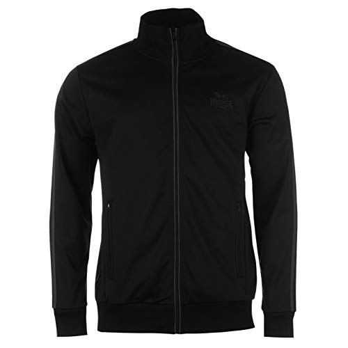 Lonsdale - Chaqueta deportiva casual con cierre de cremallera para hombre negro / carbón X-Large