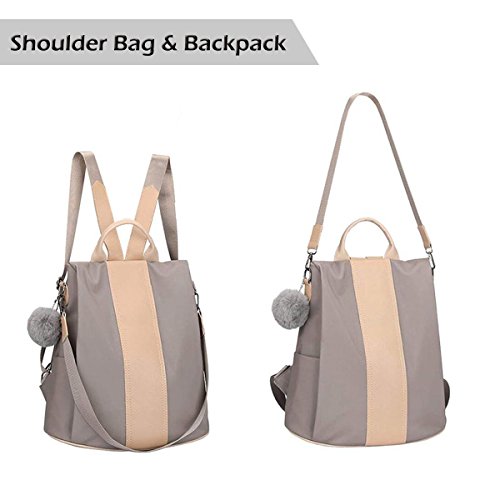 LOSMILE Mujer Bolsos mochila Bolsos de mano Bolsos bandolera Mochila de a diario Bolsa de Viaje Bolsos de peso Ligero Nylon Backpack Daypack para Escuela trabajo fecha (Caqui-grande)