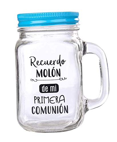 Lote de 20 Jarras Cristal Con Caña"RECUERDO MOLÓN" SURTIDO EN COLORES - Jarras con Frases, tazas originales para Detalles, recuerdos y regalos de Comuniones