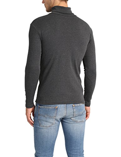 Lower East Camiseta con cuello alto Slim Fit para hombre, Antracita Mezcla, S