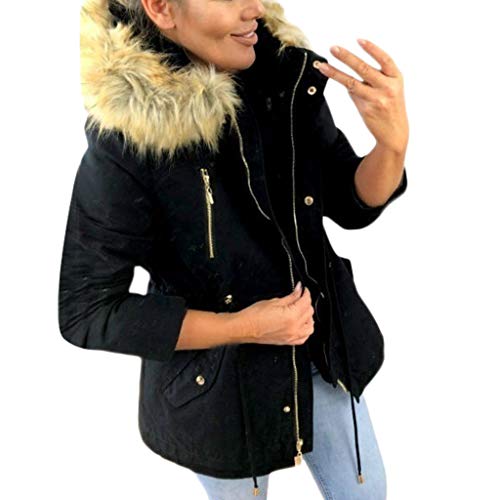 Luckycat Abrigos de Algodón para Mujeres, Parka Invierno Chaqueta Acolchada Caliente Cazadoras De Plumas Calor Grueso Cremallera Manga Larga Trench Chaquetas con Capucha De Piel