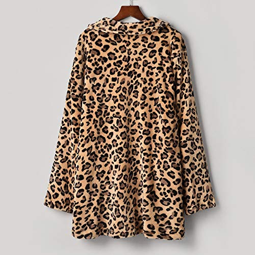 Luckycat Mujer Liquidación de la Venta de Las Espesa cálido Invierno Manga Larga Sudadera con Capucha Damas Estampado de Leopardo cárdigans Jersey Puente de la Chaqueta de Cuello abatible