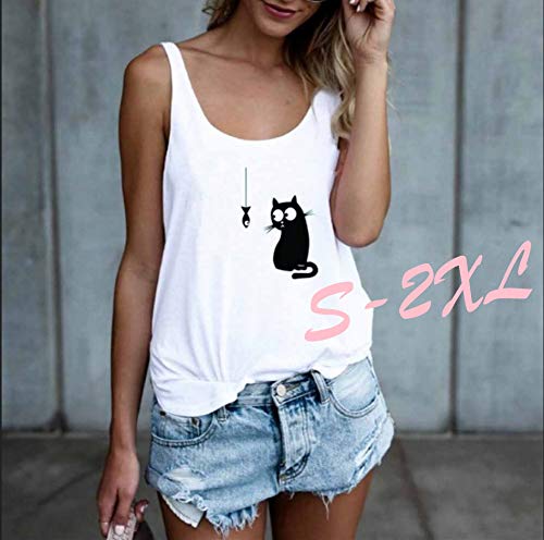 Luckycat Ropa Mujeres Camisetas sin Mangas Tank Top, Cute Letra Impreso Strappy Sexy Casual sin Mangas Blusa Cami Camisas Camiseta Chaleco Tops para Mujeres Dama