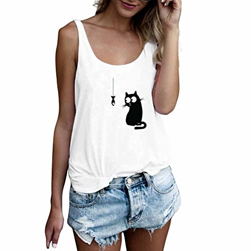 Luckycat Ropa Mujeres Camisetas sin Mangas Tank Top, Cute Letra Impreso Strappy Sexy Casual sin Mangas Blusa Cami Camisas Camiseta Chaleco Tops para Mujeres Dama