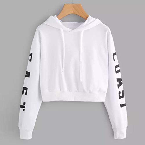 LUCKYCAT Sudadera con Capucha de Manga Larga de Las Letras de Las Mujeres Sudaderas con Capucha Blusa (Blanco 3, X-Small)