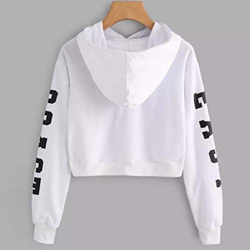 LUCKYCAT Sudadera con Capucha de Manga Larga de Las Letras de Las Mujeres Sudaderas con Capucha Blusa (Blanco 3, X-Small)