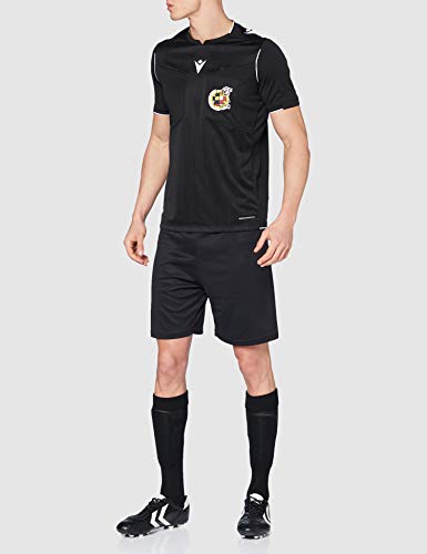 Macron Rfef 20 Match Day Man Shirt Referee SS Blk/Wht SR, Camiseta árbitro Negro Real Federación Española de Fútbol Hombre, Negro, M