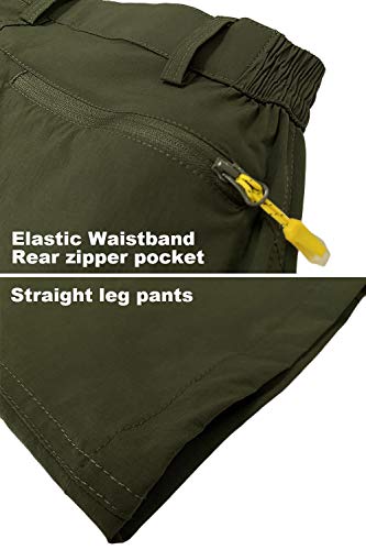 MAGCOMSEN Pantalones largos de senderismo para hombre, ligeros, de secado rápido, funcionales, para hombre, cintura elástica, verano, trekking, escalada, con varios bolsillos, verde militar, 40