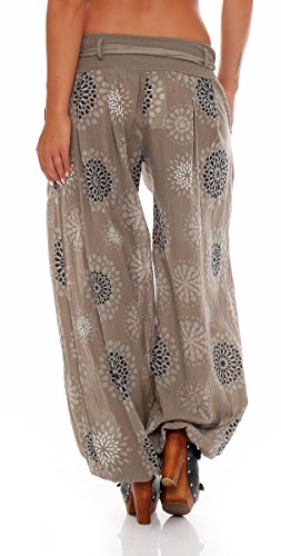 Malito Harem Pantalón con Veraniego Print Boyfriend Aladin Bombacho Sudadera Baggy Yoga 3481 Mujer Talla Única (Fango)