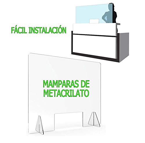 MAMPARA DE PROTECCIÓN METACRILATO TRANSPARENTE EXTRAFUERTE 4mm (80x80cm)