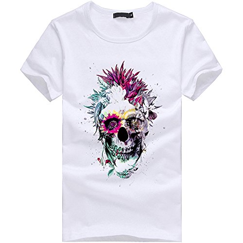 Manga Corta Camiseta Hombres Nuevo Verano Dibujos Animados Bicicleta Patrones Impresos Blusa Superior Tops Calavera 2019 Moda