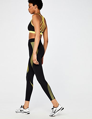 Marca Amazon - AURIQUE Bal181la18 - leggings deporte mujer Mujer, Negro (Black/golden Kiwi), 40, Label:M