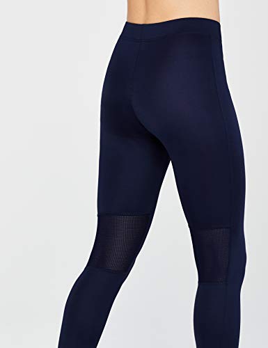 Marca Amazon - AURIQUE Mallas Largas de Deporte Mujer, Azul (Navy), 42, Label:L