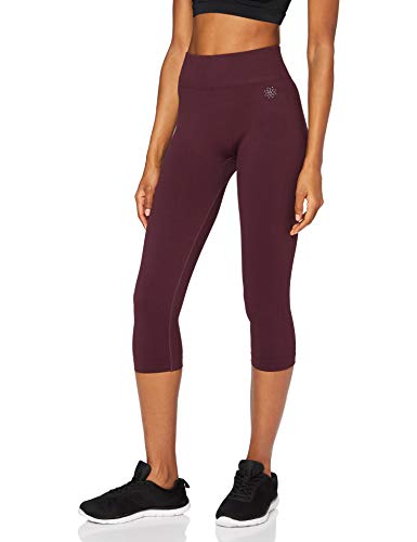 Marca Amazon - AURIQUE Mallas para Correr Cortas sin Costuras Mujer, Rojo (Port), 42, Label:L