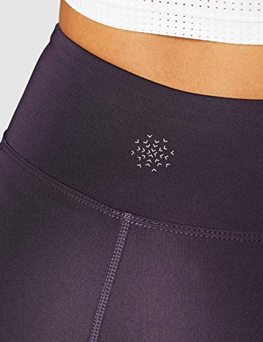 Marca Amazon - AURIQUE Shorts para Correr con Banda Lateral Mujer, Morado (sombra de noche/blanco), 40, Label:M