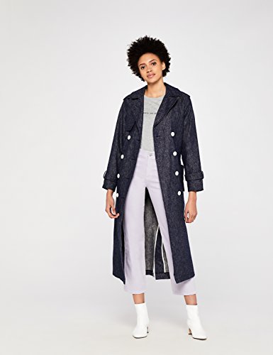 Marca Amazon - find. Gabardina Estilo Trench Mujer, Azul (Navy), 44, Label: XL