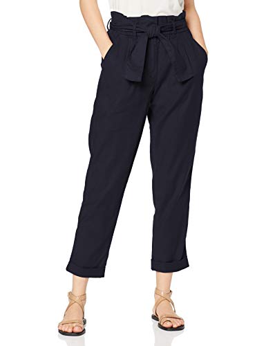 Marca Amazon - find. Pantalón con Cintura de Fuelle Mujer, Azul (Navy Blazer 19-1923 Tcx)), 42, Label: L