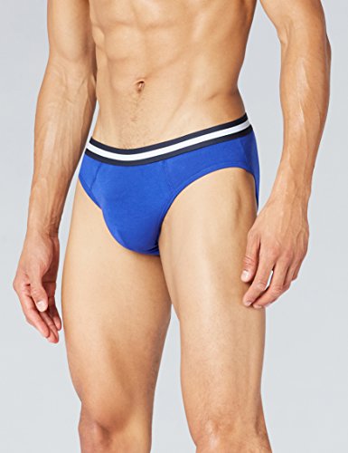 Marca Amazon - find. Slip para Hombre Y-Front, Pack de 5, Azul (Clemetis Blue), M, Label: M